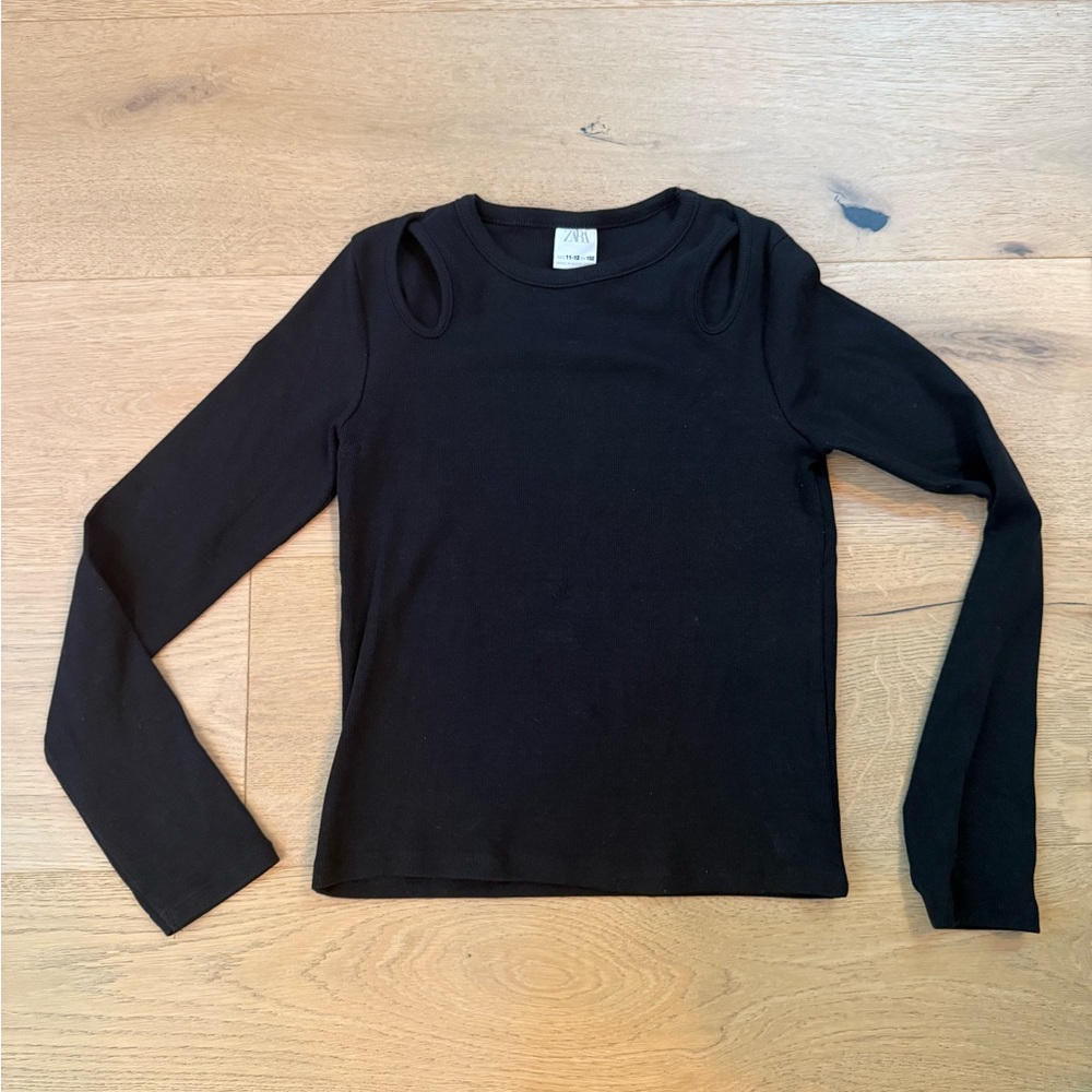Zara Black Cutout Shoulder Top